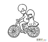 单车恋人简笔画步骤图片大全