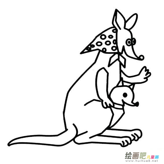 袋鼠装小袋鼠简笔画