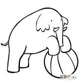 玩皮球的大象简笔画图片大全