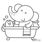 可爱卡通大象洗澡简笔画图片
