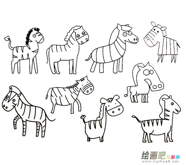 斑马简笔画步骤图片