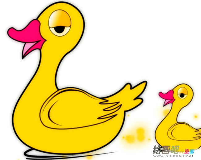 小鸭子简笔画彩色图片