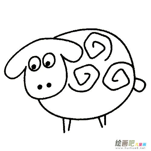 可爱的羊简笔画画法步骤图