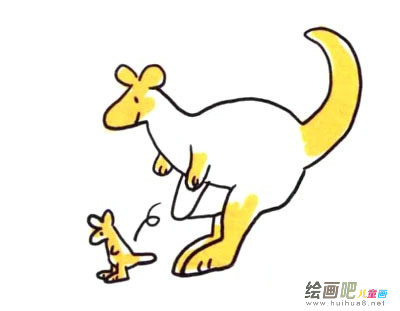 袋鼠简笔画图片大全 四步画出涂上颜色的袋鼠简笔画步骤图