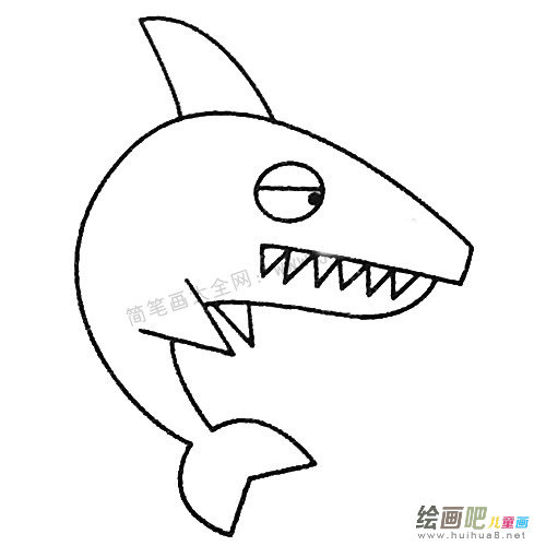 鲨鱼简笔画的画法步骤教程