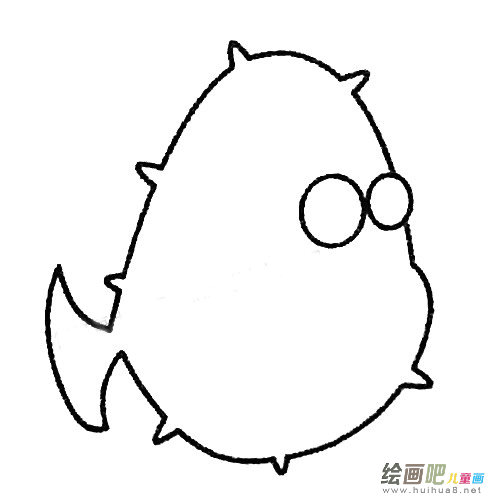 河豚简笔画的画法步骤教程