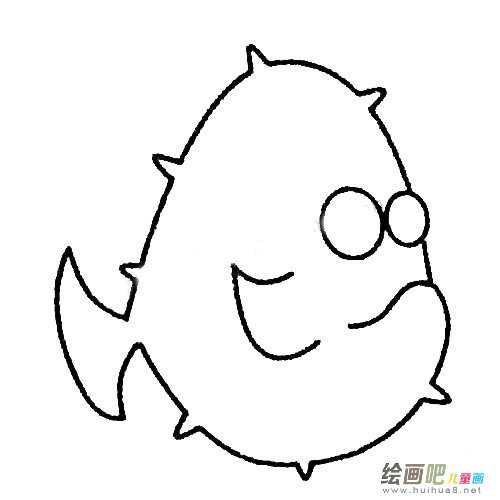 河豚简笔画的画法步骤教程