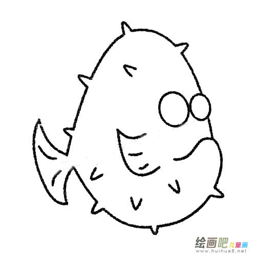 河豚简笔画的画法步骤教程