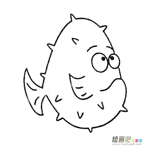 河豚简笔画的画法步骤教程