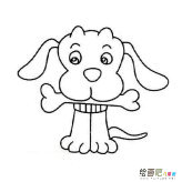 小狗吃骨头简笔画图片