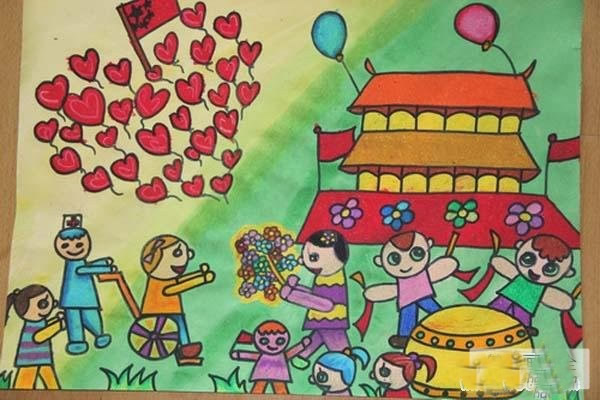 庆国庆儿童画:二年级天安门儿童绘画图片
