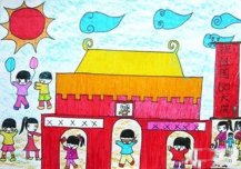 幼儿园中班天安门儿童画
