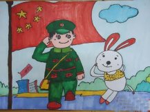 二年级八一建军节儿童画图片
