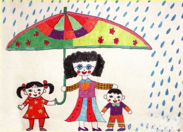 关于教师节的儿童画 我的老师像妈妈