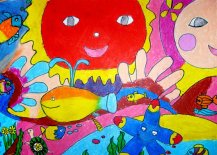 五彩斑斓的海底世界儿童画