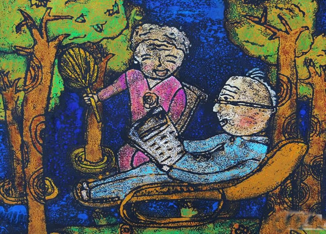 儿童画重阳节的主题图画之晚年生活