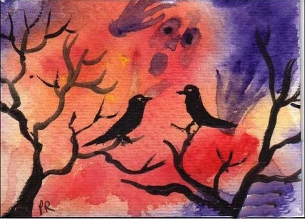 创意万圣节儿童画儿童初级水粉画图片:恐怖的鬼魂