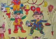 小学生关于欢度春节儿童画