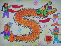 中国传统节日儿童画舞龙