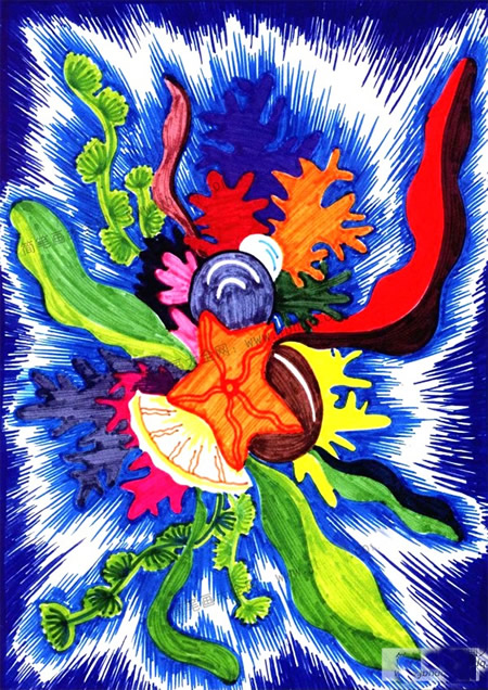 海底世界水彩画法步骤_儿童画海底世界简单的画法