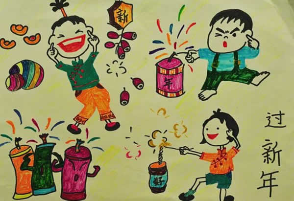 有关欢度春节的图片儿童画大全