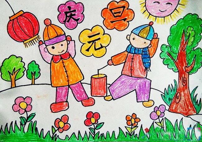 庆祝元旦迎新春为主题构思一幅画 儿童画庆元旦作品欣赏