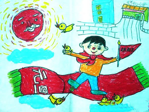 庆祝元旦的画 小学生迎元旦为主题儿童画