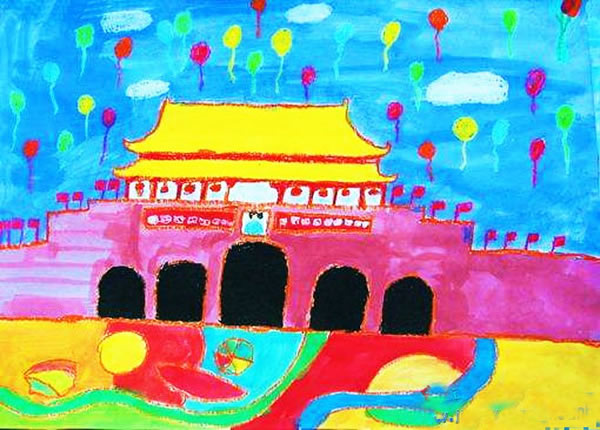 2018新年天安门广场儿童画 怎么教小孩画天安门