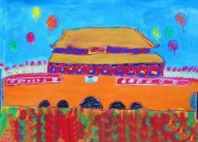 新年天安门美景儿童画作品
