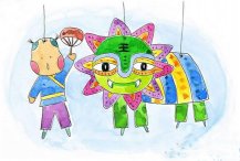 关于舞狮的画图儿童画