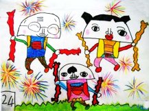 过新年放烟花儿童画
