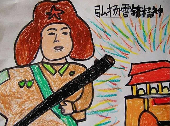 学习雷锋日儿童画 小学生弘扬雷锋精神主题儿童画