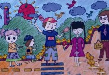 学习雷锋精神做好事儿童画