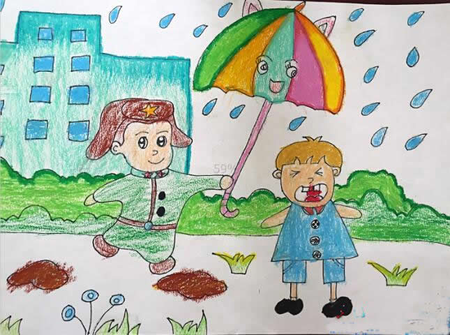 小学生学雷锋做好事主题儿童画优秀作品_学雷锋日主题绘画