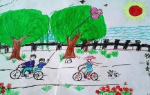 清明节踏青主题儿童画