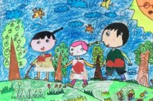 清明节踏青郊游主题儿童画