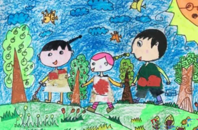 小学生清明节踏青郊游主题儿童画 - 清明节踏青图片怎么画
