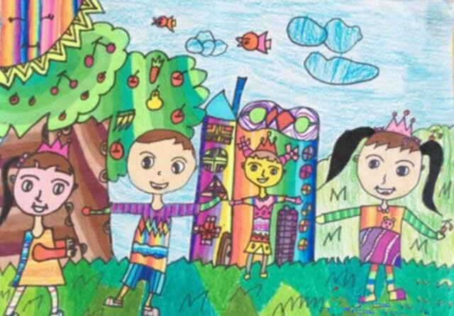 小学生清明节踏青郊游主题儿童画 - 清明节踏青图片怎么画