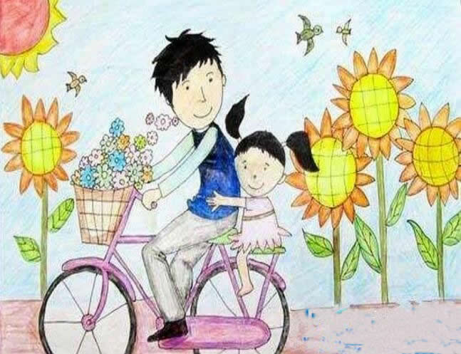父亲节2018儿童画优秀作品欣赏/蜡笔画图片
