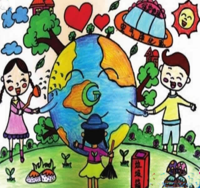 世界地球日保护地球公益宣传儿童画优秀作品图片