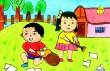 快乐五一劳动节简单儿童画