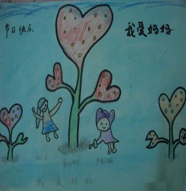 幼儿园大班我爱妈妈母亲节儿童画 - 怎么画母亲节图画