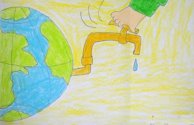 世界水日节约用水儿童画 - 幼儿画的节约用水图片
