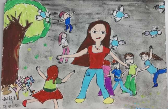 庆祝教师节儿童画 - 我的好老师