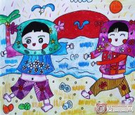 庆祝六一儿童节水彩画图片作品欣赏