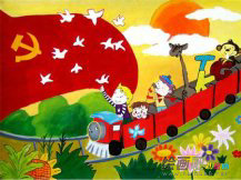 水粉画：永远追随党跟党走