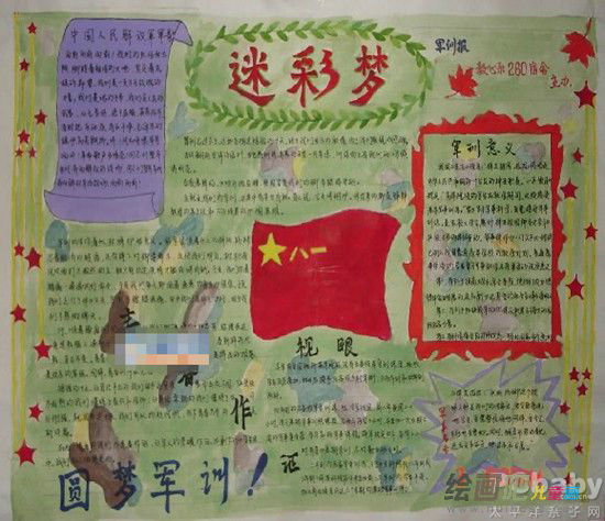 军训手抄报：大学生的迷彩梦