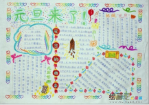 元旦手抄报：元旦来了手抄报