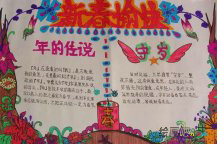 春节手抄报：贴春联和门神