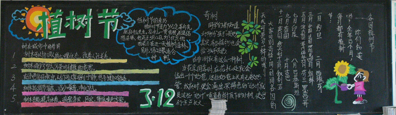 植树节黑板报